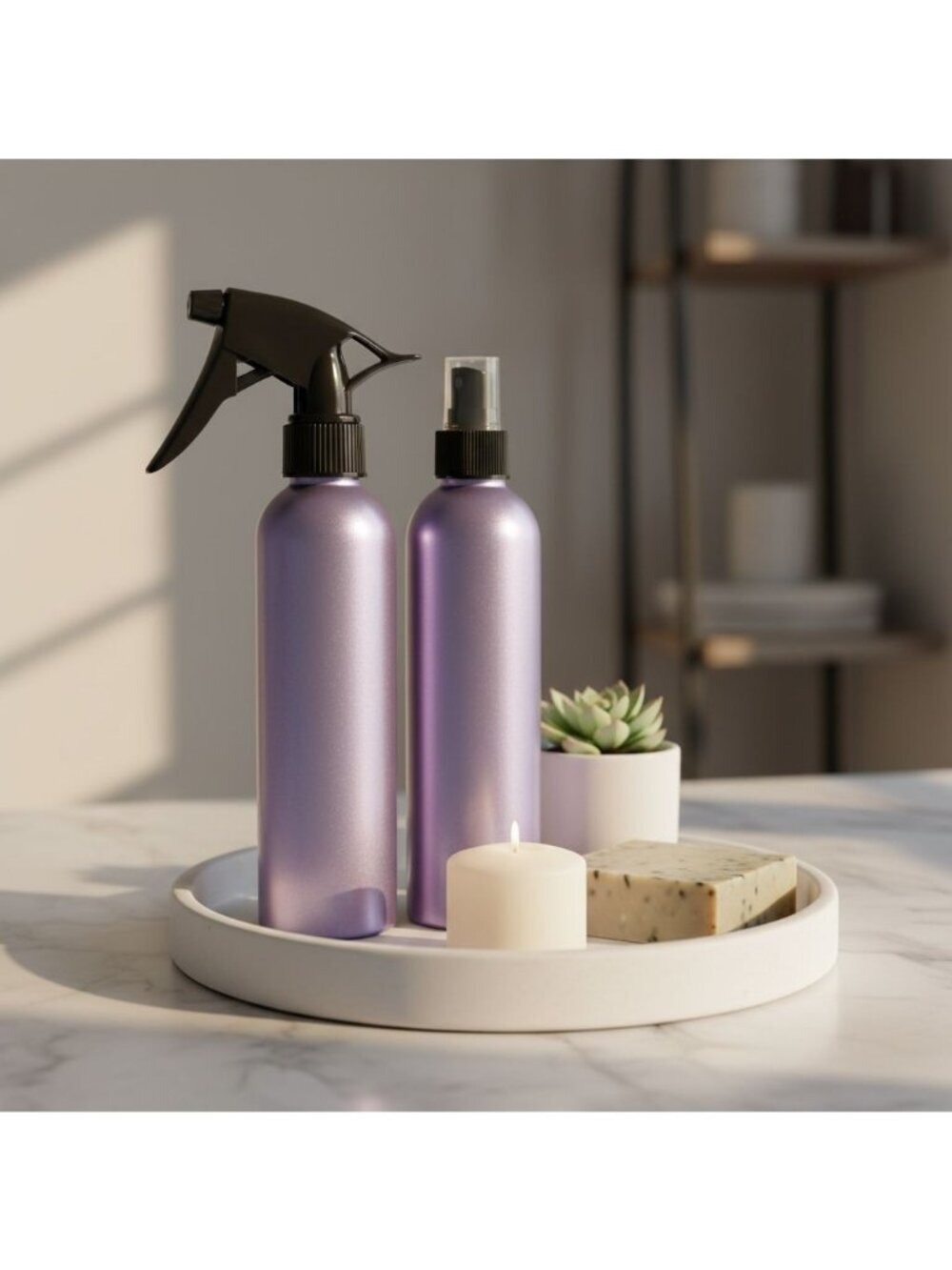 Purple Lavender Refillable Aluminum Spray Mister Pump Bottles 2 Pack Plant Beaut - Picture 3 of 9